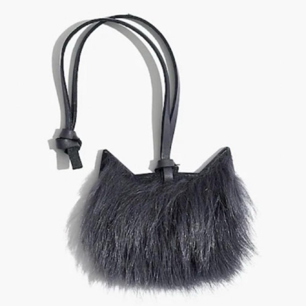 Madewell Shearling Cat Bag Tag Keychain Grey - Like New in “Bien Fait” Pouch